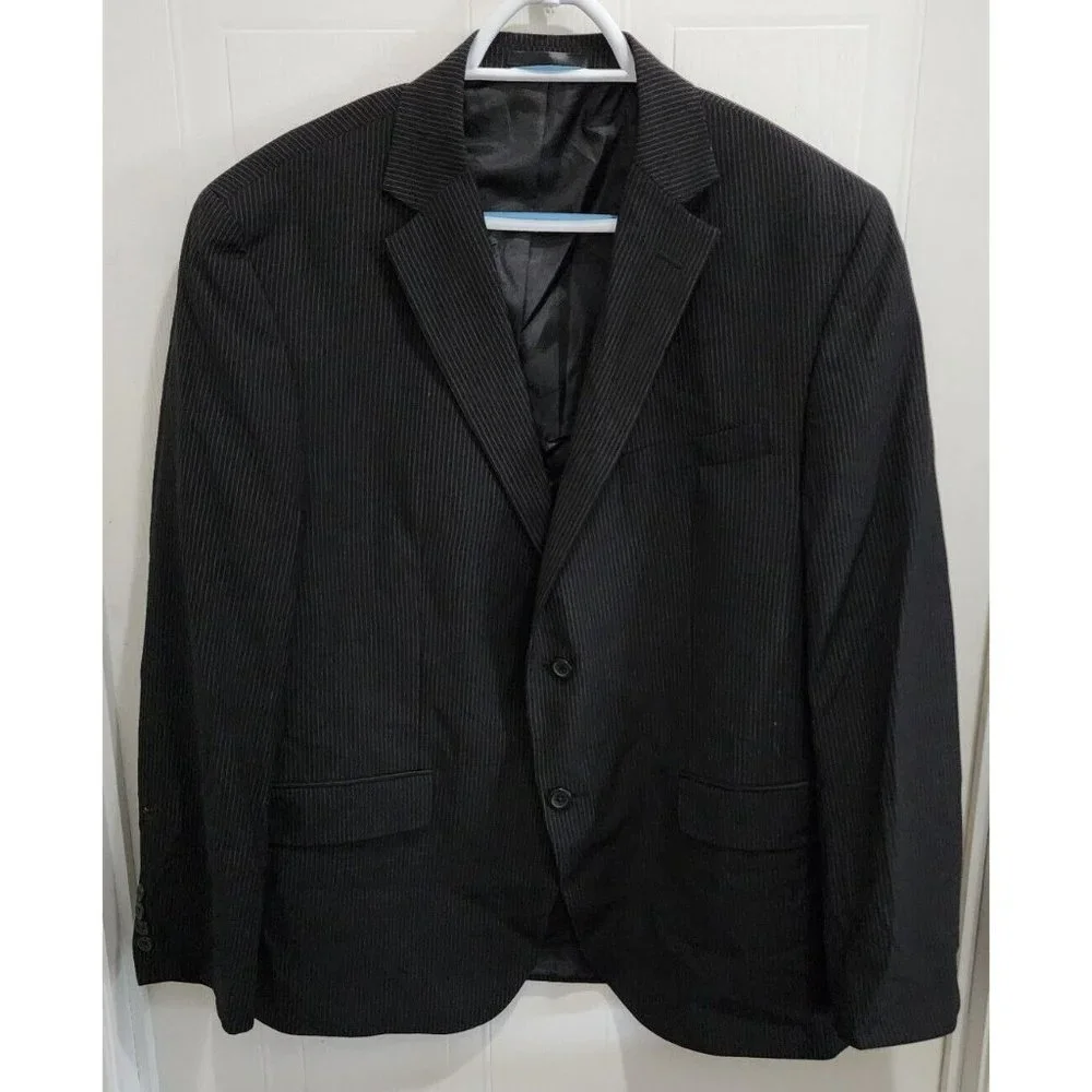 Geoffrey Beene Black Pinstripe 2 Button Blazer Sport‎ Coat Suit Jacket Size 44R